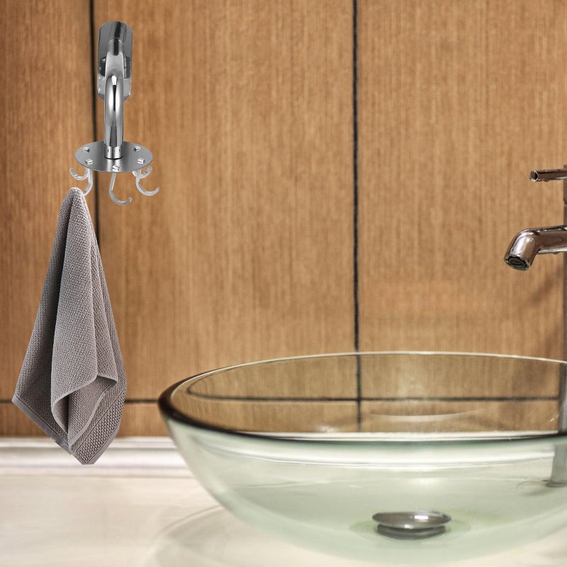 6Pcs Stainless Steel Rotating Wall Hooks Heavy Duty Hangers For Kitchen Bathroom Towels - Image 5