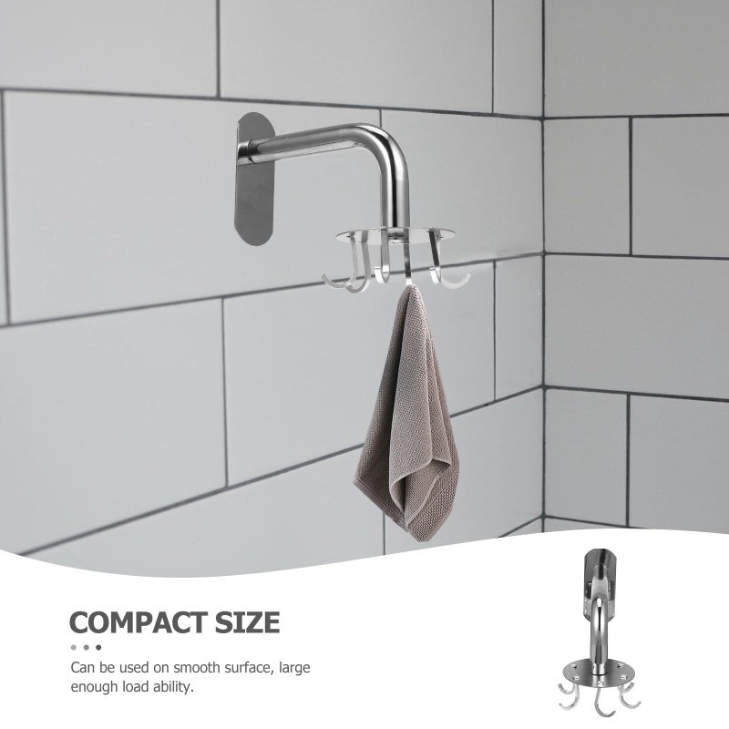 6Pcs Stainless Steel Rotating Wall Hooks Heavy Duty Hangers For Kitchen Bathroom Towels - Image 4