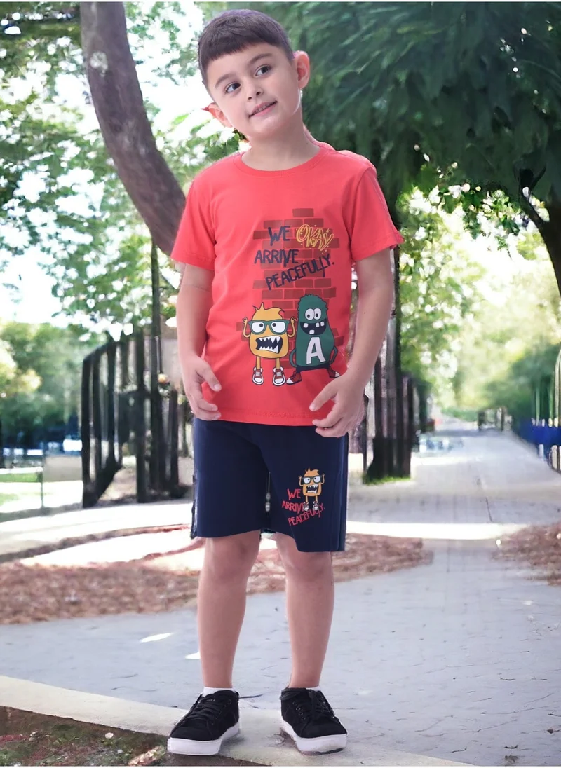 victor and jane Kids Boys Set Comfortable 2-Piece T-Shirt & Shorts Set- multicolor