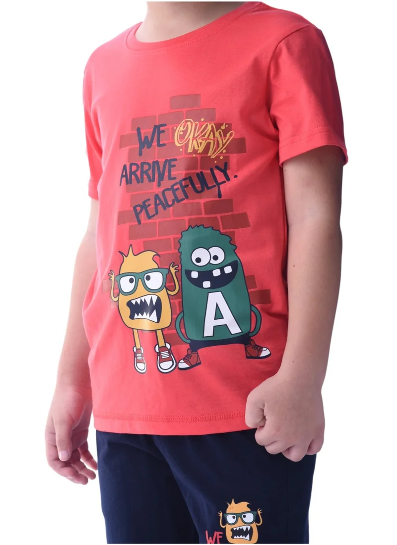 victor and jane Kids Boys Set Comfortable 2-Piece T-Shirt & Shorts Set- multicolor