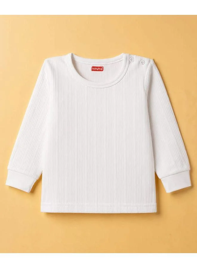 Babyhug Babyhug Knit Full Sleeves Solid Vest & Pullover & Pant Thermal Inner Wear - White