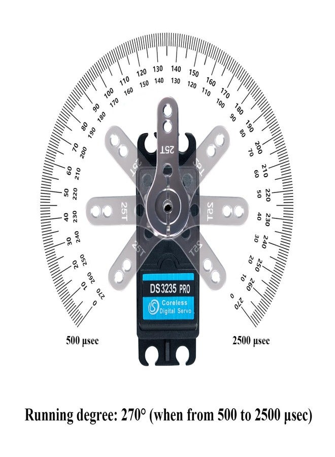 Stemedu 2pcs DS3235 PRO 35KG Waterproof Digital Servo Motor Coreless High Torque Servo with Stainless Steel Gear & 25T Horn, 270° Control Angle for 1/8 & 1/10 RC Climbing Cars IP66 Rated PWM Control - Image 2