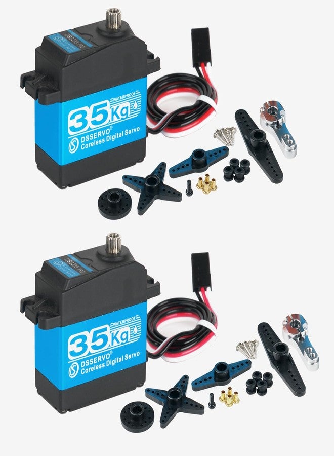 Stemedu 2pcs DS3235 PRO 35KG Waterproof Digital Servo Motor Coreless High Torque Servo with Stainless Steel Gear & 25T Horn, 270° Control Angle for 1/8 & 1/10 RC Climbing Cars IP66 Rated PWM Control - Image 1