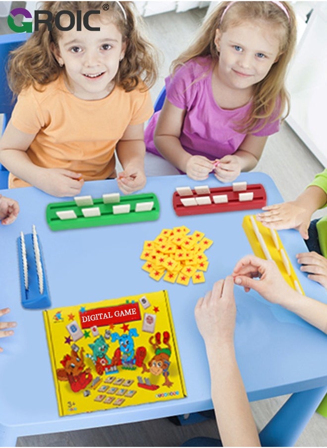 GROIC - Rummy Cube Game with 4 Racks, Rummy Cube Game Set with 44 Number Cards, 56 Star Cards, Rummy Tiles Travel Family Classic Board Games Learning Puzzle Games for Kids - Image 1