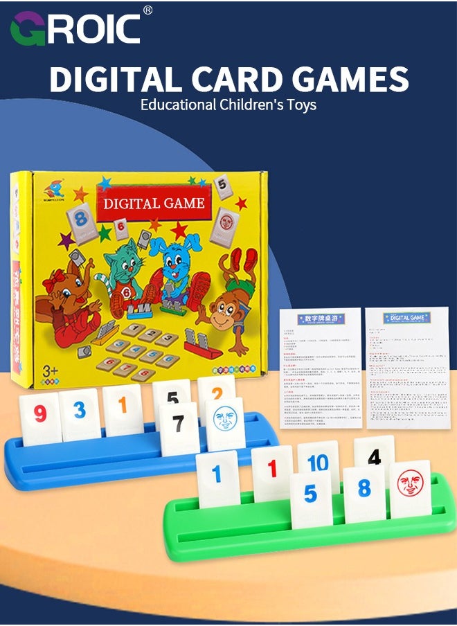 GROIC - Rummy Cube Game with 4 Racks, Rummy Cube Game Set with 44 Number Cards, 56 Star Cards, Rummy Tiles Travel Family Classic Board Games Learning Puzzle Games for Kids - Image 1