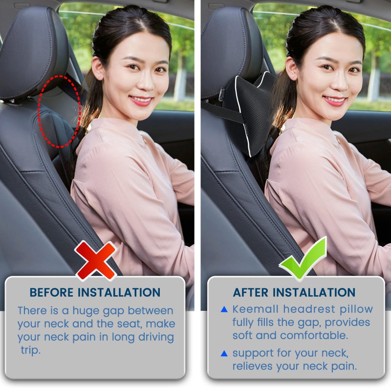 Keemall Inflatable Car Neck Pillow, Soft Headrest Inflatable Car Pillow for Driving Seat with Adjustable Strap, Comfortable Ergonomic Design Neck Support and Breathable Washable Cover - Image 3