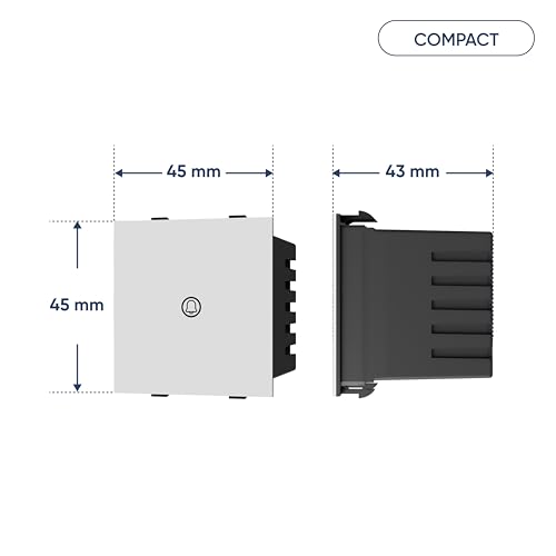 AZIOT Non Smart Modular Bell Touch Switch - Glass (Not Acrylic) - Elevate Your Home with Effortless Control (White) - Image 2