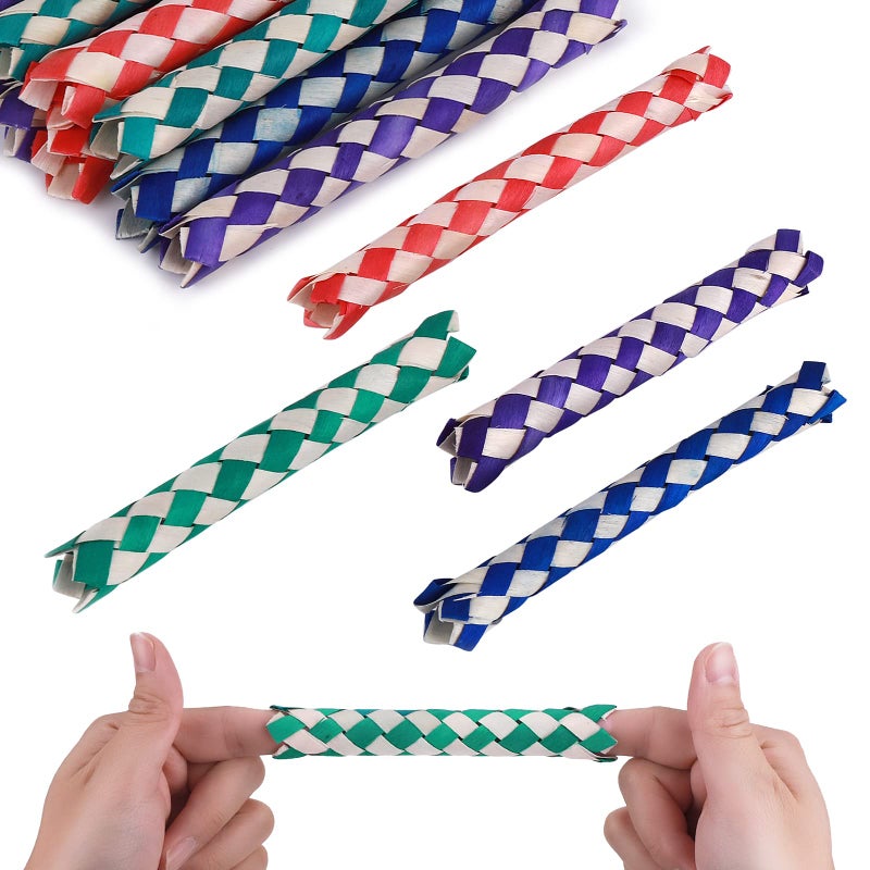 Prasacco 24 Pcs Chinese Finger Traps Classic Bamboo Finger Trap Cool Birthday Party Favors Goodie Bag Stuffers 4 Colors Random - Image 2