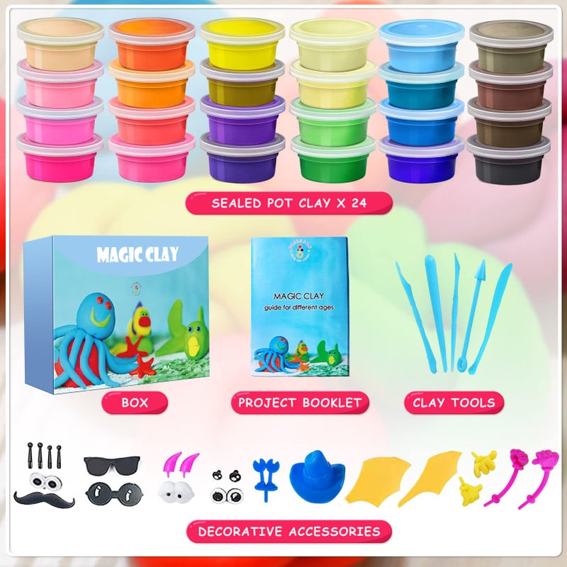 ESSENSON Modeling Clay Kit - 24 Colors Air Dry Clay DIY Molding Clay with Tools, Kids Art Crafts Gift for Boys & Girls Age 3-12 Year Olds - Image 2