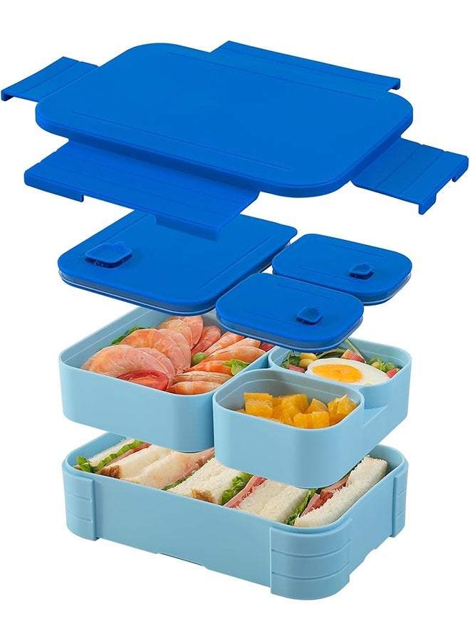 Arabest Lunch Box for Kids, BPA-Free,Food-Grade Plastic,3 Compartment Leak Proof Bento Box for Backpacks, Microwave & Dishwasher Safe, Food Storage Container for Work, Daycare, Child Back to School & Travel,Easy to Clean(Blue,1700ML)  - Image 1