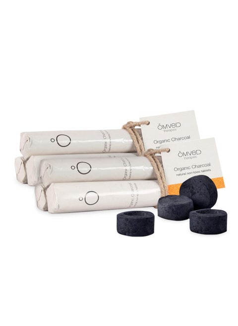 Omved Organic Charcoal Grey Tablets for Multipurpose Use and Burning Dhoop 60 Tablets
