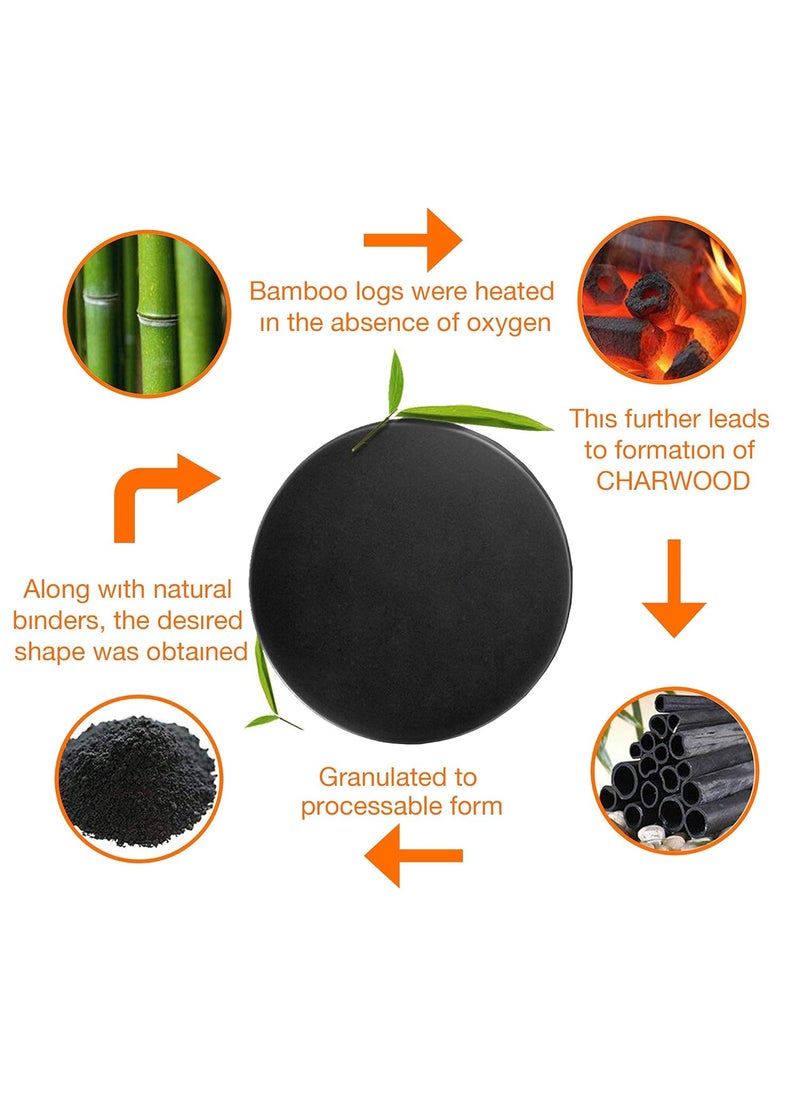 Omved Organic Charcoal Grey Tablets for Multipurpose Use and Burning Dhoop 60 Tablets