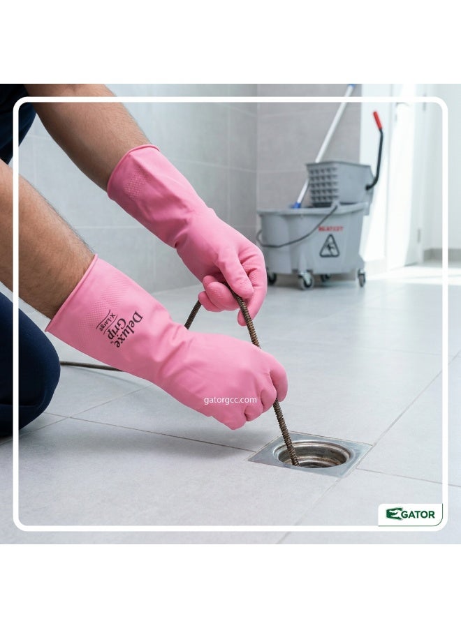 Gator Deluxe Grip Hand Gloves | Reusable Cleaning Gloves | Textured Grip | Household & Janitorial Use | Medium | Pink - Image 1