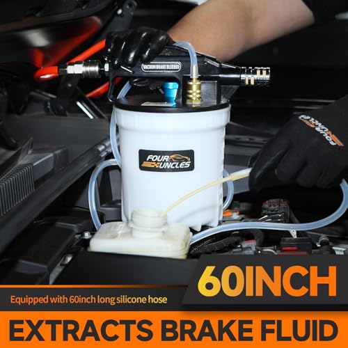 FOUR UNCLES 2L Brake Bleeder Vacuum Pump Kit - Pneumatic Brake Fluid Extractor with 1L Refilling Bottle & Adapters for Automotive Bleeding, One-Person Operation - Image 2