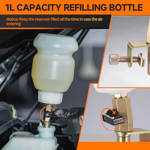 FOUR UNCLES 2L Brake Bleeder Vacuum Pump Kit - Pneumatic Brake Fluid Extractor with 1L Refilling Bottle & Adapters for Automotive Bleeding, One-Person Operation - Image 3
