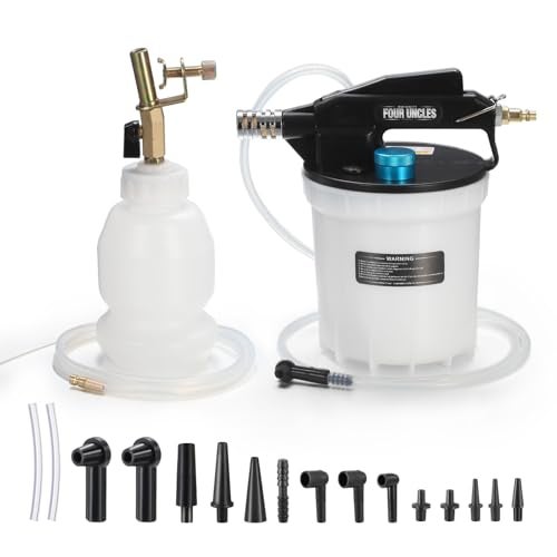 FOUR UNCLES 2L Brake Bleeder Vacuum Pump Kit - Pneumatic Brake Fluid Extractor with 1L Refilling Bottle & Adapters for Automotive Bleeding, One-Person Operation - Image 1