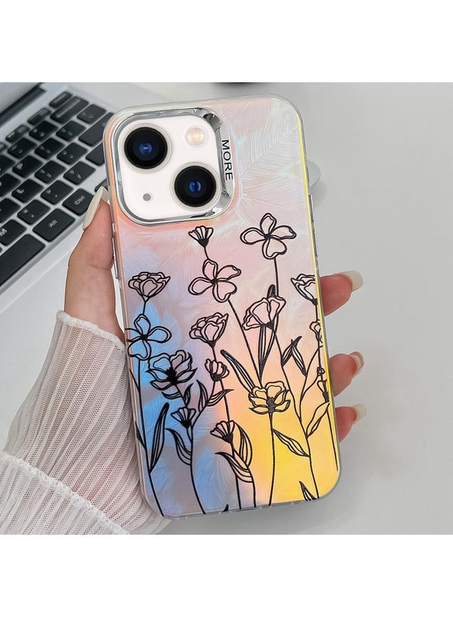 S-TOP Case For iPhone 13 Electroplating Laser Flower Texture TPU Phone Case - Image 1