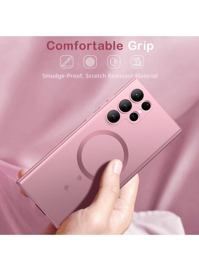 Case Galaxy S22 Ultra Case Magnetic  Support Magsafe Charger  Wireless Anti-Scratch Shockproof Full Camera Protection Slim Thin Silicon Phone Cover Case for Samsung Galaxy S22 Ultra 6.8 Pink - Image 3