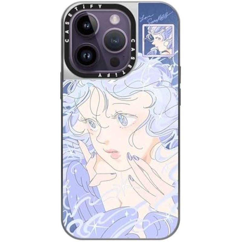 Casetify Mirror Case for iPhone 14 Pro Compatible with Magsafe - Seraph by SAITEMISS - Silver on Silver - Image 2