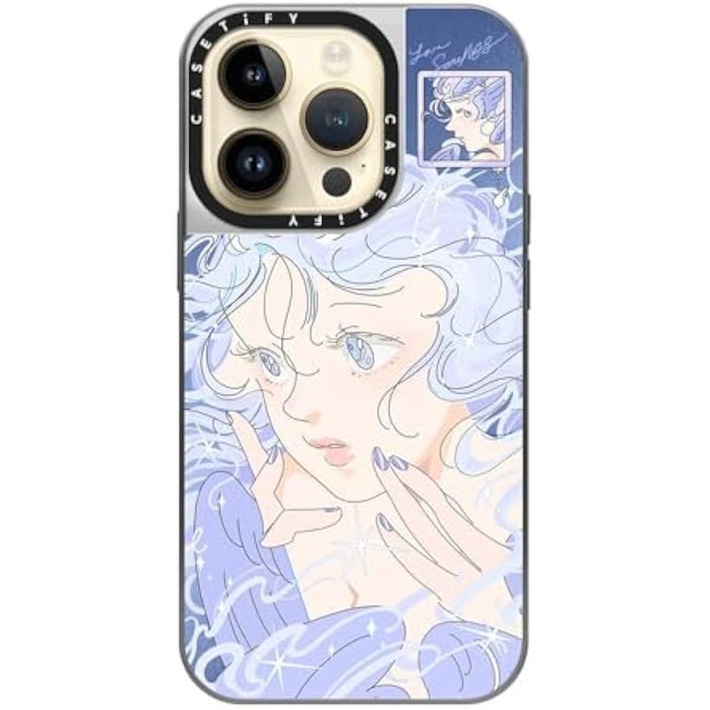 Casetify Mirror Case for iPhone 14 Pro Compatible with Magsafe - Seraph by SAITEMISS - Silver on Silver - Image 4