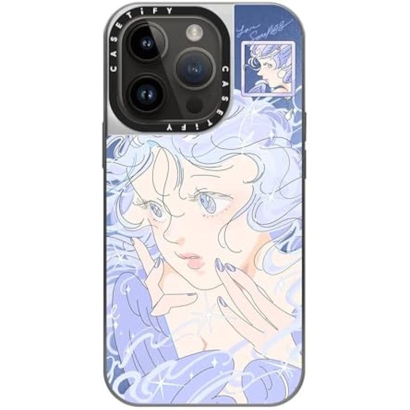 Casetify Mirror Case for iPhone 14 Pro Compatible with Magsafe - Seraph by SAITEMISS - Silver on Silver - Image 3