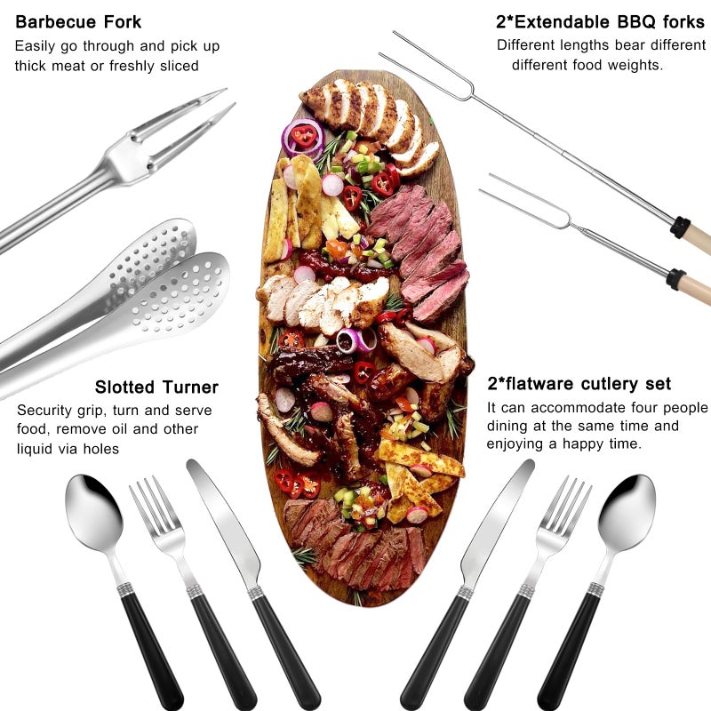 Bsotas Camping Cooking Set- 24 Pcs Camping Utensils Camping Essentials Camping Gear for Camp Kitchen Cooking and Grilling, Portable Outdoor Cooking Travel Set for RV Tent Camper, BBQs, Camping Accessories - Image 3