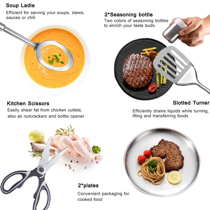 Bsotas Camping Cooking Set- 24 Pcs Camping Utensils Camping Essentials Camping Gear for Camp Kitchen Cooking and Grilling, Portable Outdoor Cooking Travel Set for RV Tent Camper, BBQs, Camping Accessories - Image 4