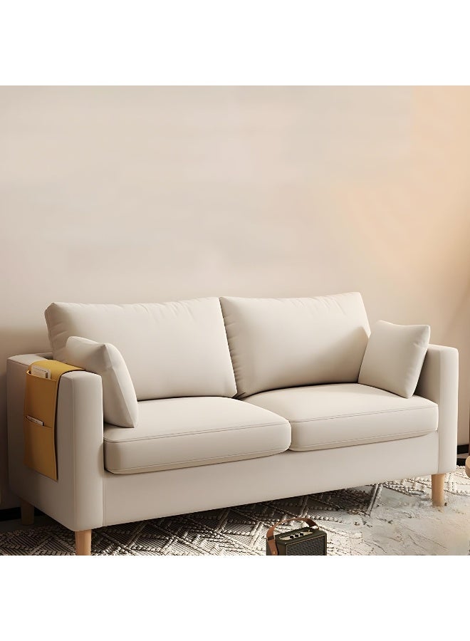 Comfynest Modern Square Arm Loveseat With Pillows And Wood Legs For Home And Apartment 125 X 62 X 55 Cm Beige