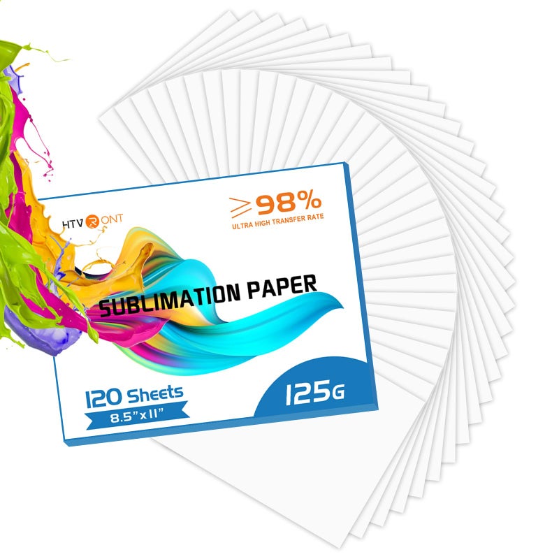 HTVRONT Sublimation Paper 8.5x11 Inch 120 Sheets | High Transfer Rate Printer-Friendly Sublimation Sheets for T-Shirts & Mugs | Compatible with Epson/HP/Canon (A4 Size, Quick-Dry, No Curl) - Image 1