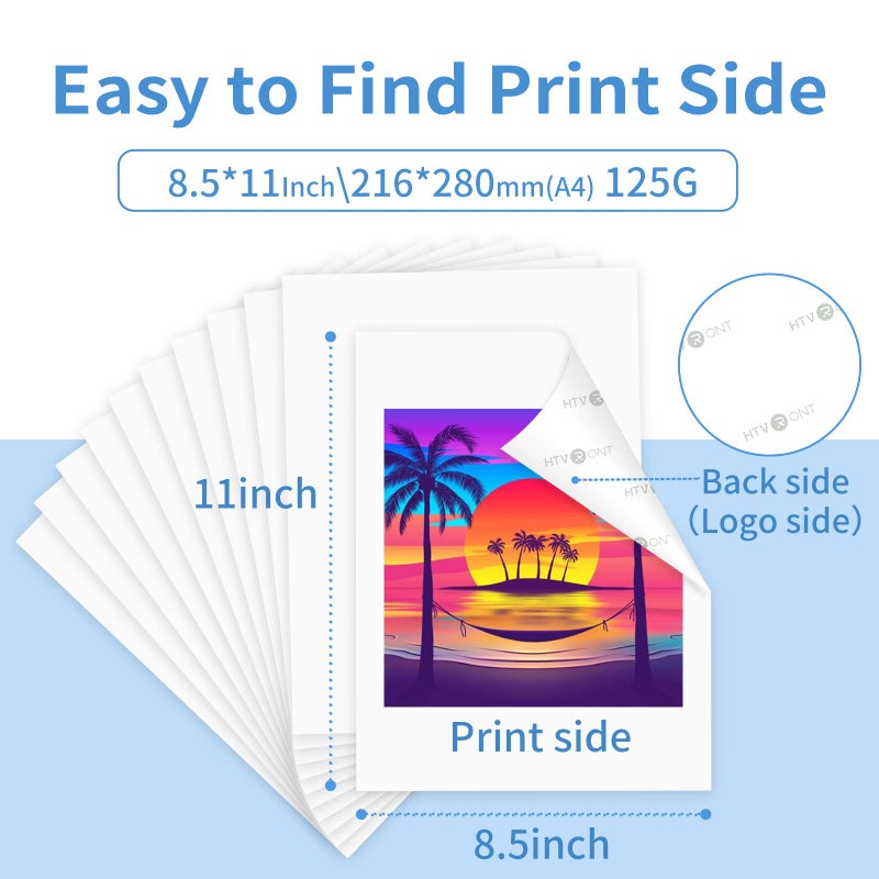 HTVRONT Sublimation Paper 8.5x11 Inch 120 Sheets | High Transfer Rate Printer-Friendly Sublimation Sheets for T-Shirts & Mugs | Compatible with Epson/HP/Canon (A4 Size, Quick-Dry, No Curl) - Image 3