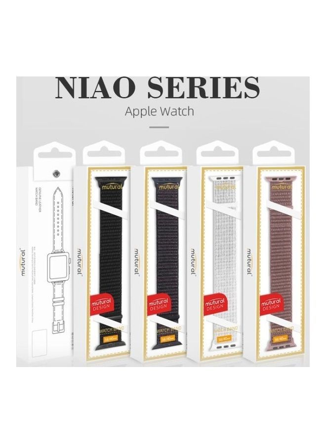 NIBEMINENT Watchband For Apple Watch Series 7 45mm/6 & SE 5 4 44mm/3 2 1 42mm Black - Image 5