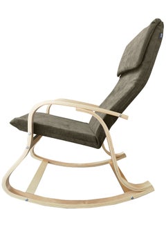 Moon Home and more.. Modern Bentwood Rocking Chair Chenille Fabric Upholstered Relax Rocker Lounge Chair Brown  - Image 4