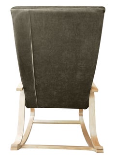 Moon Home and more.. Modern Bentwood Rocking Chair Chenille Fabric Upholstered Relax Rocker Lounge Chair Brown  - Image 5
