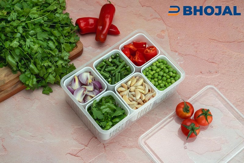 BHOJAL Fridge Storage Boxes Freezer Storage Containers Container for Kitchen Storage Set Storage in Kitchen Vegetable Storage Draining Crisper Refrigerator Food Box Pack of 1 - Image 2