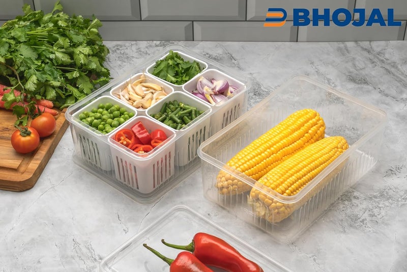 BHOJAL Fridge Storage Boxes Freezer Storage Containers Container for Kitchen Storage Set Storage in Kitchen Vegetable Storage Draining Crisper Refrigerator Food Box Pack of 1 - Image 5