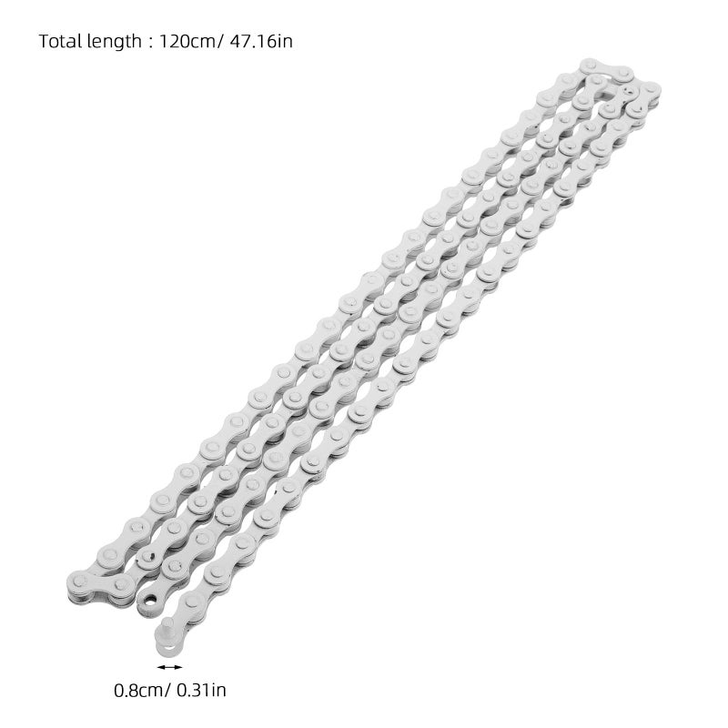 Detachable Single Speed Bicycle Chain Steel Replacement for Mountain and Road Bikes White - Image 3
