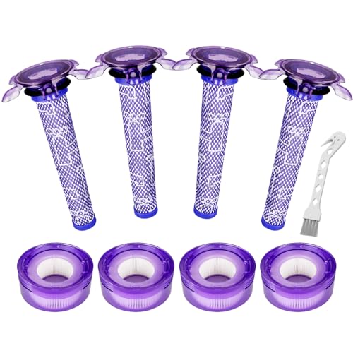 Lemige V7 V8 New Filter Replacement Kit for Dyson V7 V8 Slim Animal Absolute Motorhead SV10 SV11 SV25 SV37 Cordless Vacuums, 4 Star Pre-Filters and 4 HEPA Post-Filters, Part No. 965661-05 & 967478-05 - Image 1