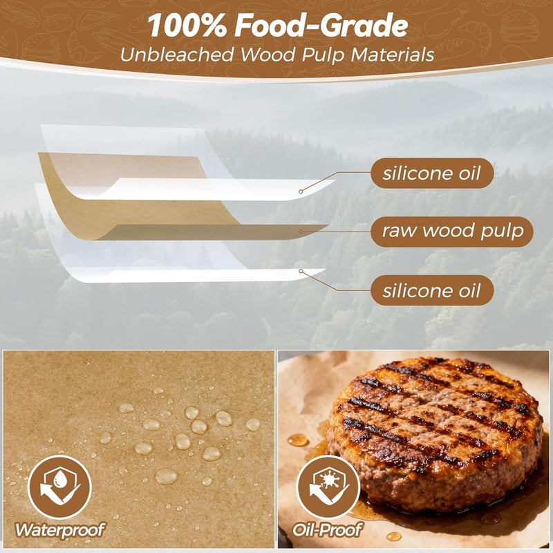 Tripho 360 Count 6"x 6" Heavy Duty Patty Paper Sheets for Separating Patty, No-Stick & No-Leak Unbleached Parchment Paper Squares, Pre-cut Burger Patty Paper for Oven, Air Fryer, Microwave - Image 5