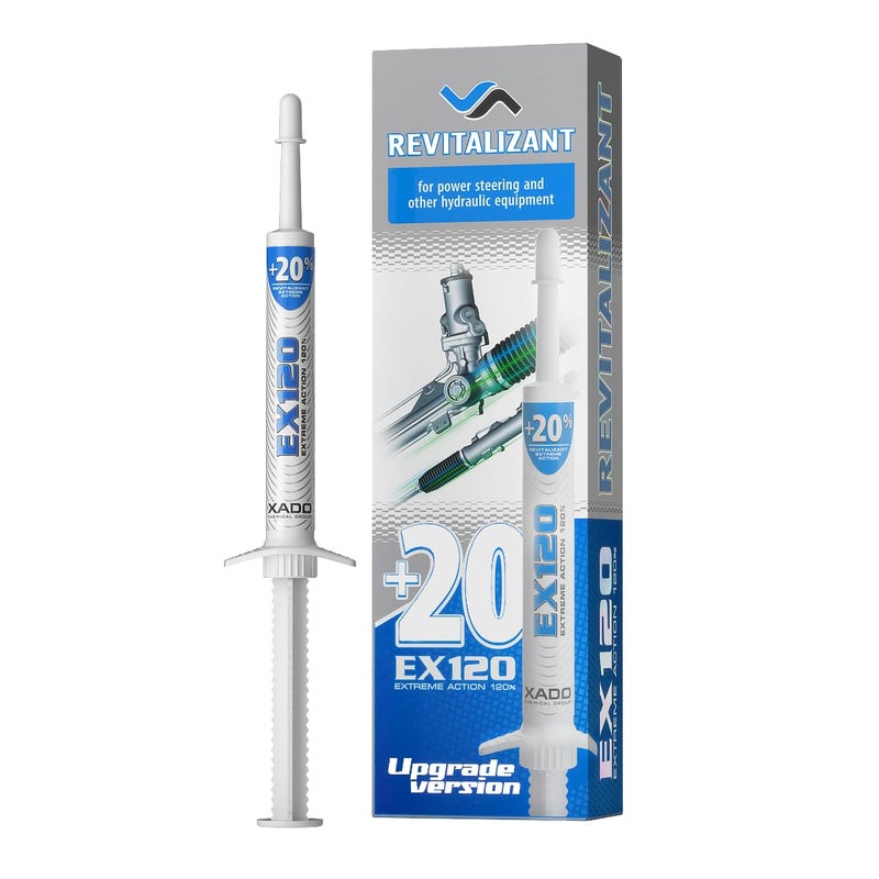XADO Power Steering Fluid Oil Additive EX120 Metal Repair Conditioner and Revitalizant for Steering Wheel Booster and Hydraulic Equipment Protective Fluid Treatment from Wear Syringe 8 ml - Image 2