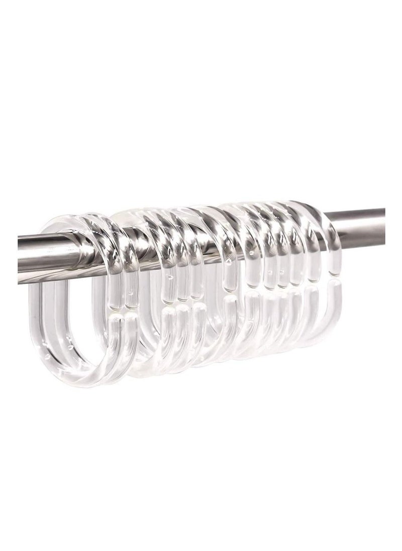 Shower Curtain Rings, Plastic Curtain C Rings Hook Hanger Bath Drape Loop Clip Glide Bathroom Shower Window Rod (24pcs Clear)  - Image 1