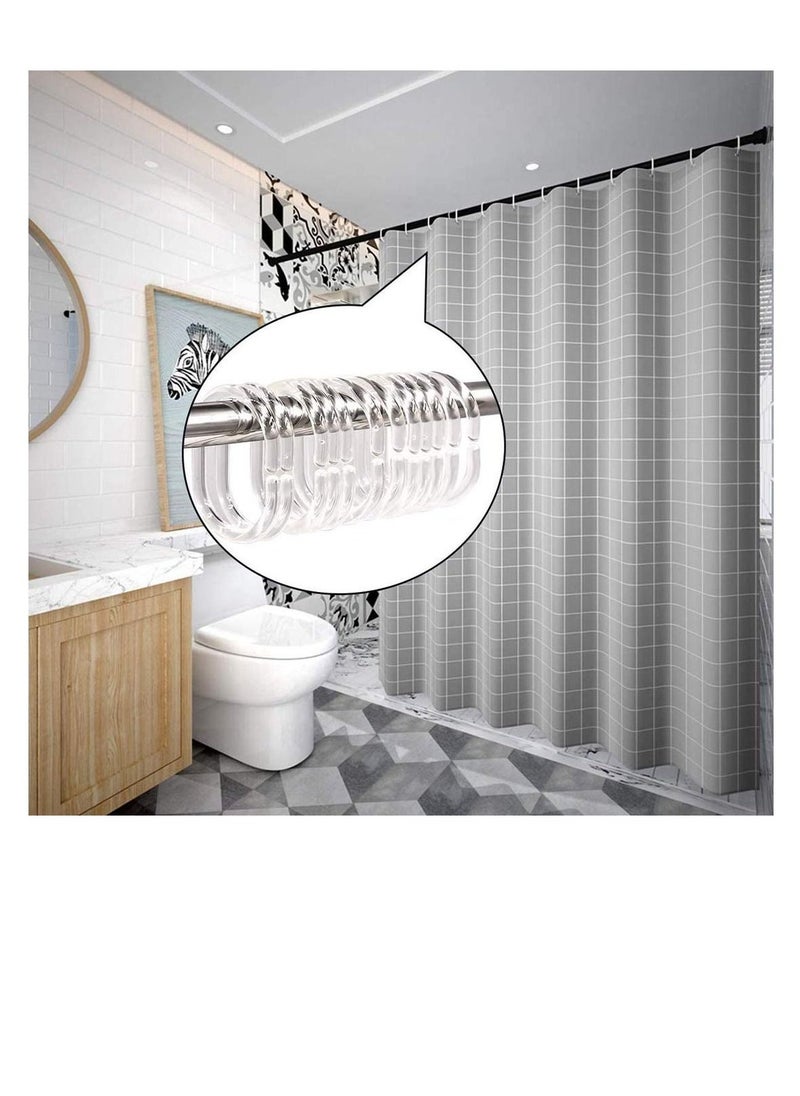 Shower Curtain Rings, Plastic Curtain C Rings Hook Hanger Bath Drape Loop Clip Glide Bathroom Shower Window Rod (24pcs Clear)  - Image 4