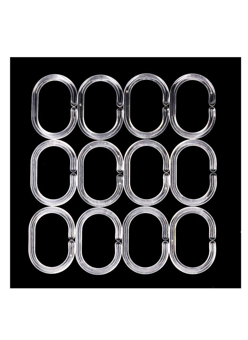 Shower Curtain Rings, Plastic Curtain C Rings Hook Hanger Bath Drape Loop Clip Glide Bathroom Shower Window Rod (24pcs Clear)  - Image 3