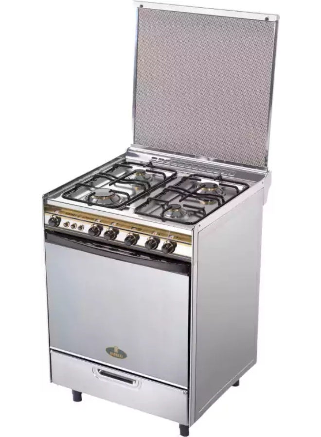 Kiriazi stove (old steel), 60 × 60 cm, 4 gas burners, silver, s6400