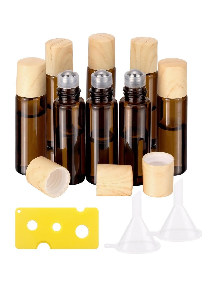NewZoll 5ml Mini Essential Oils Roller Bottles for Oils, 8-Pack 0.16 oz Tiny Amber Glass Roll-on Bottles for Essential Oils, Empty Eye Rollerball Bottle with Roller Ball for Perfumes, Lip Balms and Travel  - Image 1