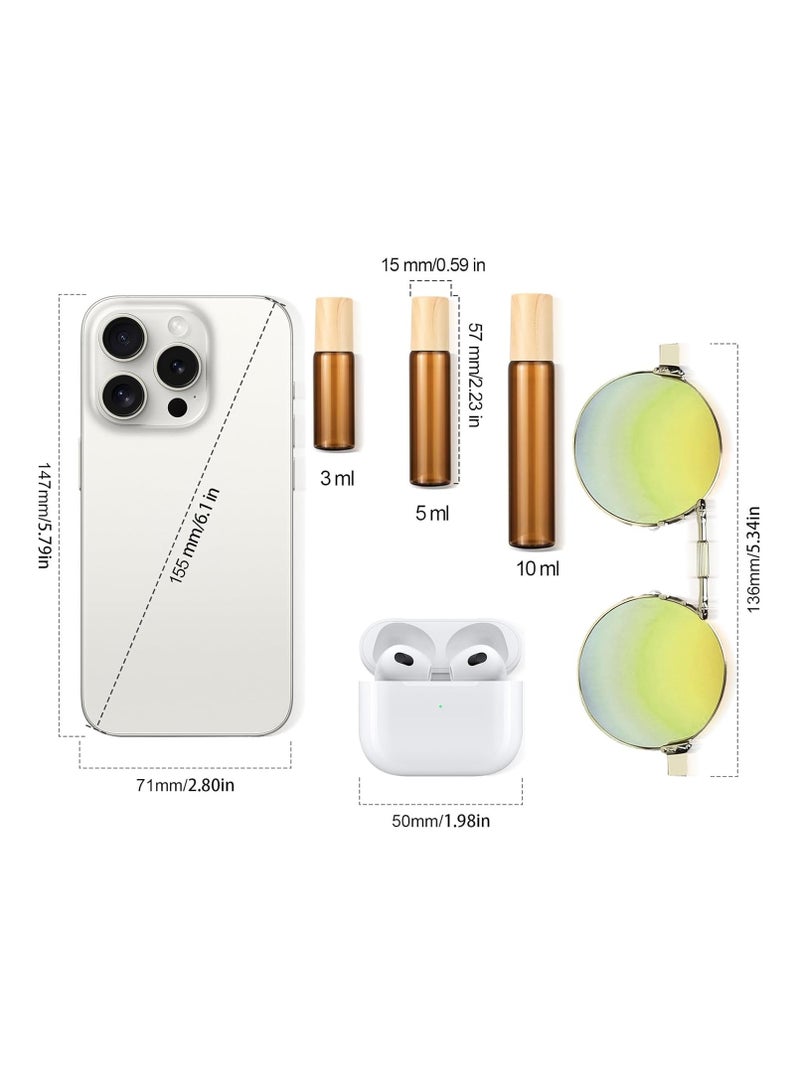 NewZoll 5ml Mini Essential Oils Roller Bottles for Oils, 8-Pack 0.16 oz Tiny Amber Glass Roll-on Bottles for Essential Oils, Empty Eye Rollerball Bottle with Roller Ball for Perfumes, Lip Balms and Travel  - Image 2