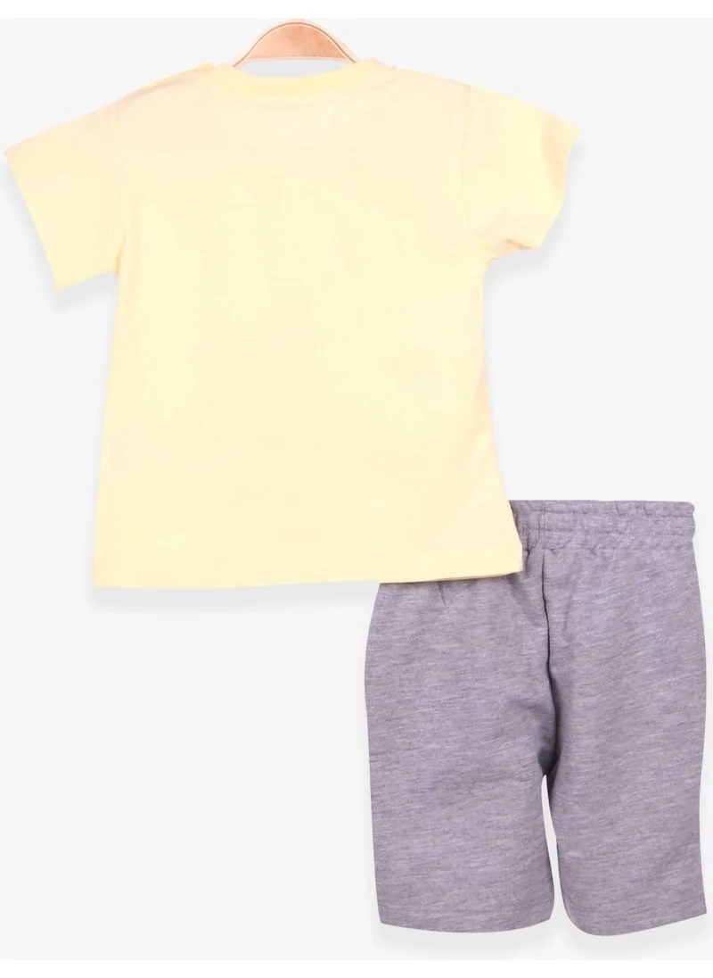 Breeze Boys Shorts Suit Crocodile Printed Yellow (1-4 Years)