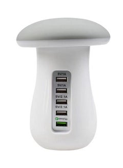 نيبمينينت محول بـ 5 منافذ USB ومصباح لسطح المكتب على شكل فطر أبيض  - Image 1