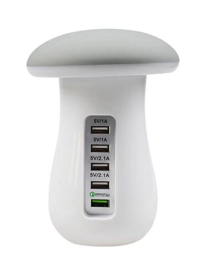 نيبمينينت - محول بـ 5 منافذ USB ومصباح لسطح المكتب على شكل فطر أبيض - Image 1