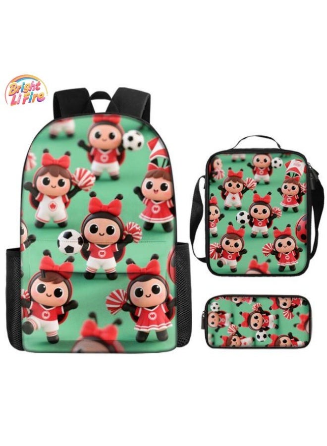 Bright Li Fire Unlock the new fashion of childish fun! Three-piece set of bags, cartoon elements for children and teenagers (students, children, friends' outings, mountain climbing, schooling, etc. can be used) - 13  - Image 1