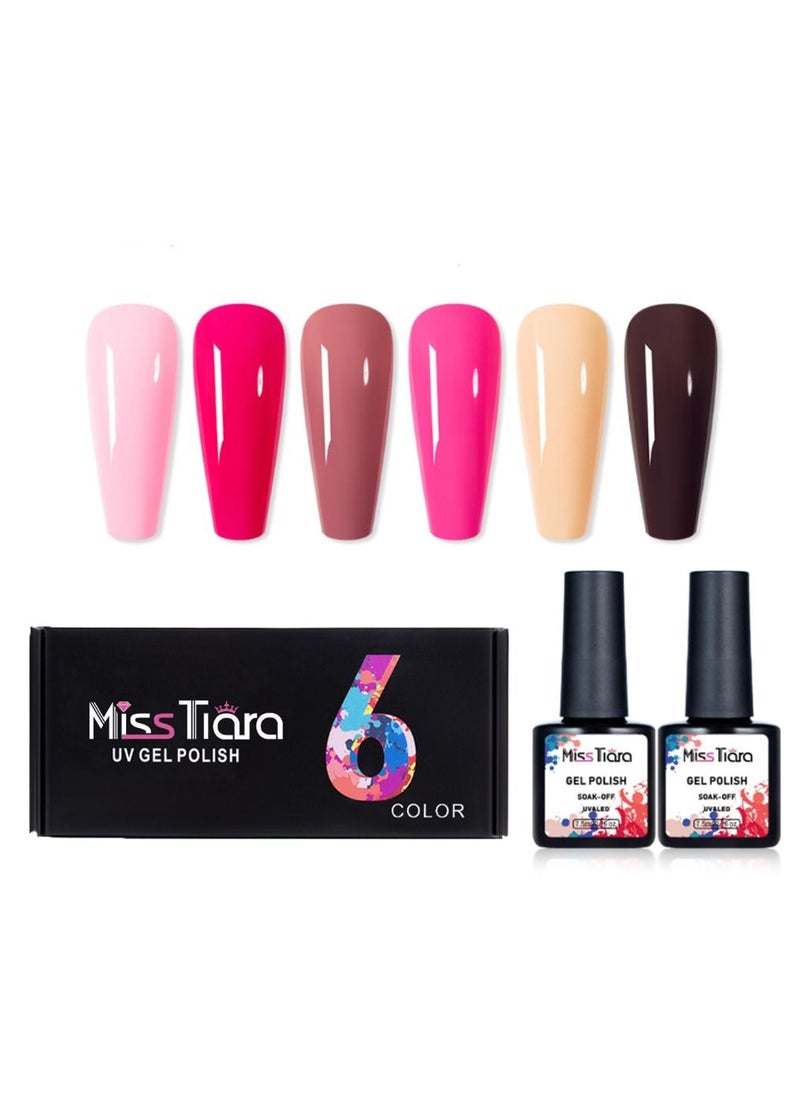 MissTiara 6-Piece UV and LED Nail Gel Polish Set A18  - Image 1
